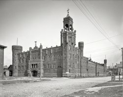 Cleveland circa 1905. "Central Armory, Ohio National Guard." Last seen here. 8x10 inch glass negative, Detroit Publishing Company. View full size.