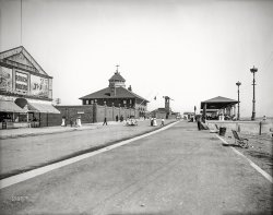 Circa 1905. "State bath house and pavilion, Revere Beach, Massachusetts." 8x10 inch dry plate glass negative, Detroit Publishing Company. View full size.
