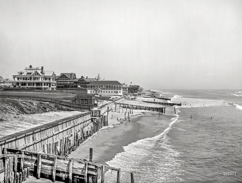 Circa 1910. "Long Branch Beach at Elberon, New Jersey." 8x10 inch dry plate glass negative, Detroit Publishing Company. View full size.
