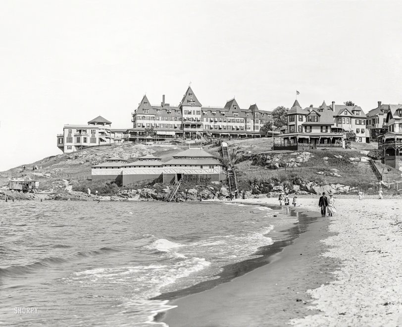 &nbsp; &nbsp; &nbsp; &nbsp; "The 175 room hotel burned to the ground during a blizzard on January 7, 1927."

Circa 1907. "Atlantic House, Nantasket Beach, Massachusetts." 8x10 inch dry plate glass negative, Detroit Publishing Company. View full size.

