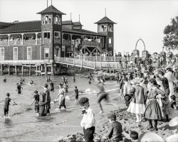 Lake Erie circa 1908. "Gordon Park bathing pavilion, Cleveland, Ohio." 8x10 inch dry plate glass negative, Detroit Publishing Company. View full size.