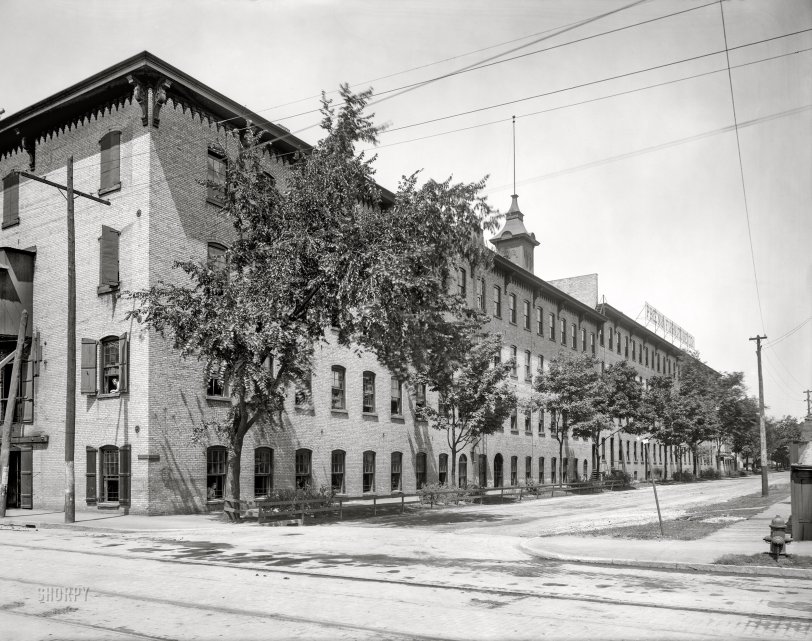 Grand Rapids, Michigan, circa 1908. "Phoenix Furniture Co., Fulton and Summer Sts." 8x10 inch dry plate glass negative, Detroit Publishing Company. View full size.
