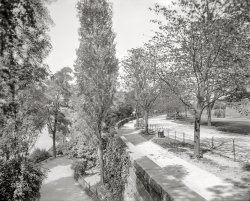 New York circa 1910. "Riverside Drive and Riverside Park." Replete with spectral strollers. 8x10 inch dry plate glass negative, Detroit Publishing Company. View full size.