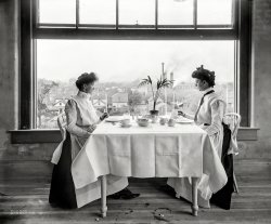 Circa 1902. "Window in girls' restaurant, National Cash Register Co., Dayton, Ohio." 8x10 inch glass negative by William Henry Jackson. View full size.