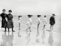 New York circa 1905. "On the beach, Coney Island." Watch out for predators! 6x8 inch dry plate glass negative, Detroit Publishing Company. View full size.