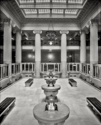 May 6, 1916. "Dime Savings Bank lobby, Detroit, Michigan." 8x10 inch dry plate glass negative, Detroit Publishing Company. View full size.