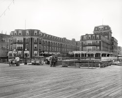 Atlantic City circa 1910. "The Boardwalk and Hotel Shelburne." 8x10 inch dry plate glass negative, Detroit Publishing Company. View full size.