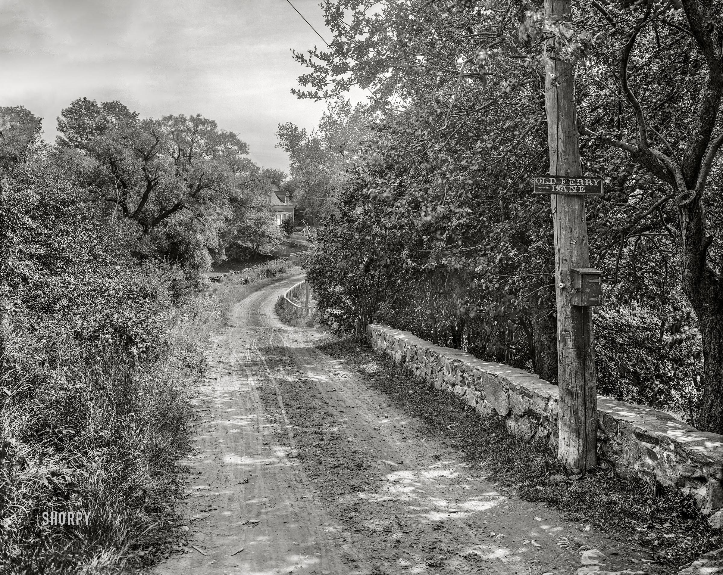 Circa 1910. "Old Ferry Lane -- Kittery Point, Maine." 8x10 inch dry plate glass negative, Detroit Publishing Company. View full size.