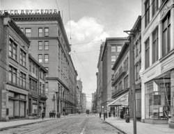 Pittsburgh circa 1912. "Pennsylvania Avenue and Joseph Horne's store." 8x10 inch dry plate glass negative, Detroit Publishing Company. View full size.
