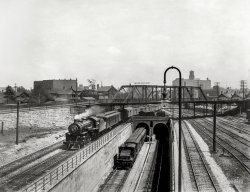 Detroit, Michigan, circa 1910. "Approach to the Detroit River tunnel." 8x10 inch dry plate glass negative, Detroit Publishing Company. View full size.