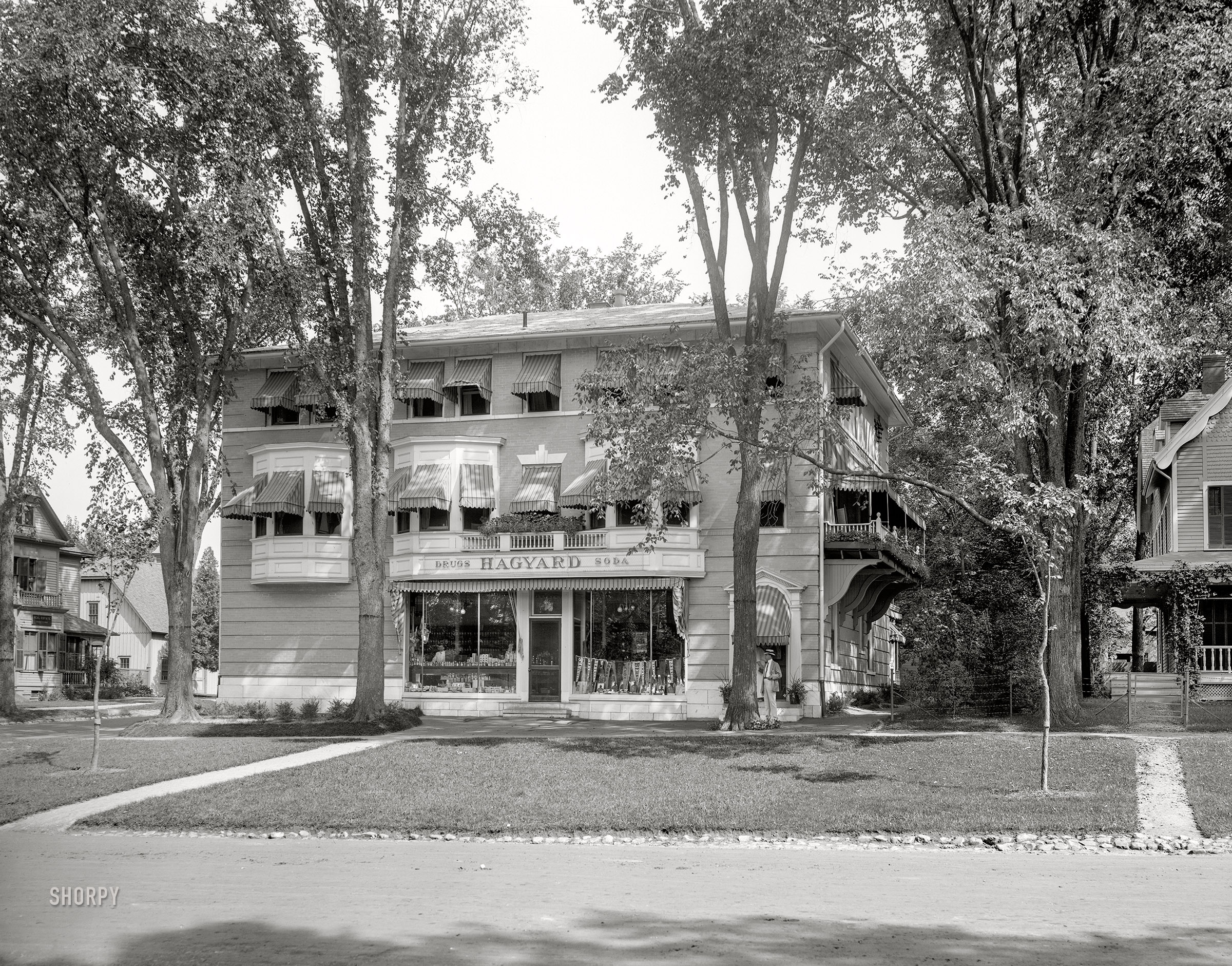 Lenox, Massachusetts, circa 1911. "Hagyard's Drug Store, Main Street." 8x10 inch dry plate glass negative, Detroit Publishing Company. View full size.
