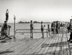 Circa 1910. "Afternoon plunge, Saint Clair Flats, Michigan." 8x10 inch dry plate glass negative, Detroit Publishing Company. View full size.