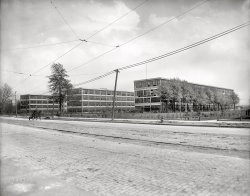 Detroit circa 1915. "Chalmers Motor Company plant, Jefferson Avenue." 8x10 inch dry plate glass negative, Detroit Publishing Company. View full size.
