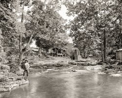 Natural Bridge, Virginia (vicinity), circa 1913. "A Virginia water mill -- the Old Red Mill on Cedar Creek."  8x10 inch dry plate glass negative, Detroit Publishing Company. View full size.