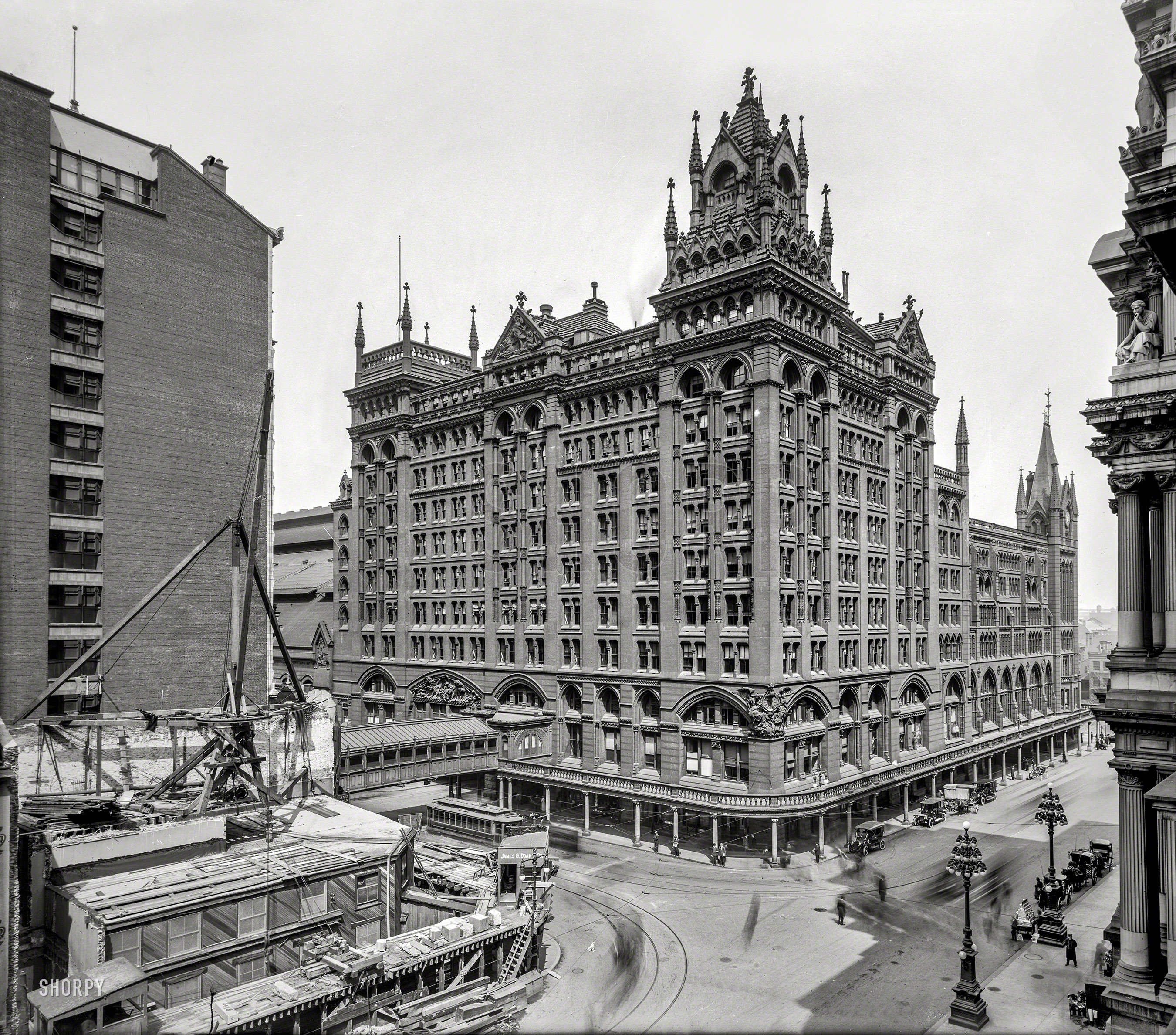Philadelphia circa 1905. "Broad Street Station of the Pennsylvania R.R." 8x10 inch dry plate glass negative, Detroit Publishing Company. View full size.