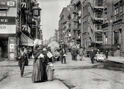 New York circa 1900. "Italian neighborhood, Mulberry Street." 5x7 inch dry plate glass negative, Detroit Publishing Company. View full size.