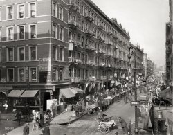 New York circa 1909. "The ghetto, Lower East Side." 8x10 inch dry plate glass negative, Detroit Publishing Company. View full size.