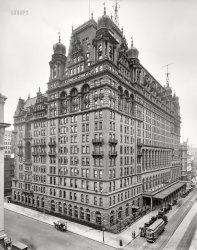 New York circa 1910. "Waldorf-Astoria Hotel, Fifth Avenue and West 34th Street." 8x10 inch dry plate glass negative, Detroit Publishing Company. View full size.