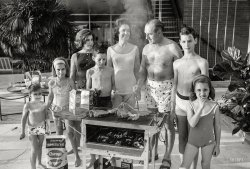1963. "George Jenkins, founder of the Publix supermarket chain, with his family at their home in Lakeland, Florida." 35mm negative by Marvin Newman for the Look magazine assignment "George Pleasures Them With Groceries." View full size.