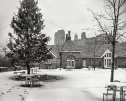 January 5, 1944. "Tavern on the Green, Central Park, New York City. Christmas exterior. Arthur Schleifer, client." The former sheepfold, recently (April 2014) reopened under new management. Gottscho-Schleisner photo. View full size.