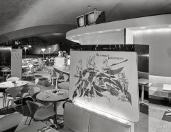 August 29, 1962. "Union News restaurants, Idlewild Airport. TWA coffee shop. Raymond Loewy Associates." Gottscho-Schleisner photo. View full size.