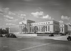 Washington, D.C., circa 1937. "Federal Reserve Building, Constitution Avenue. Front and right side." 8x10 inch acetate negative by Theodor Horydczak. View full size.