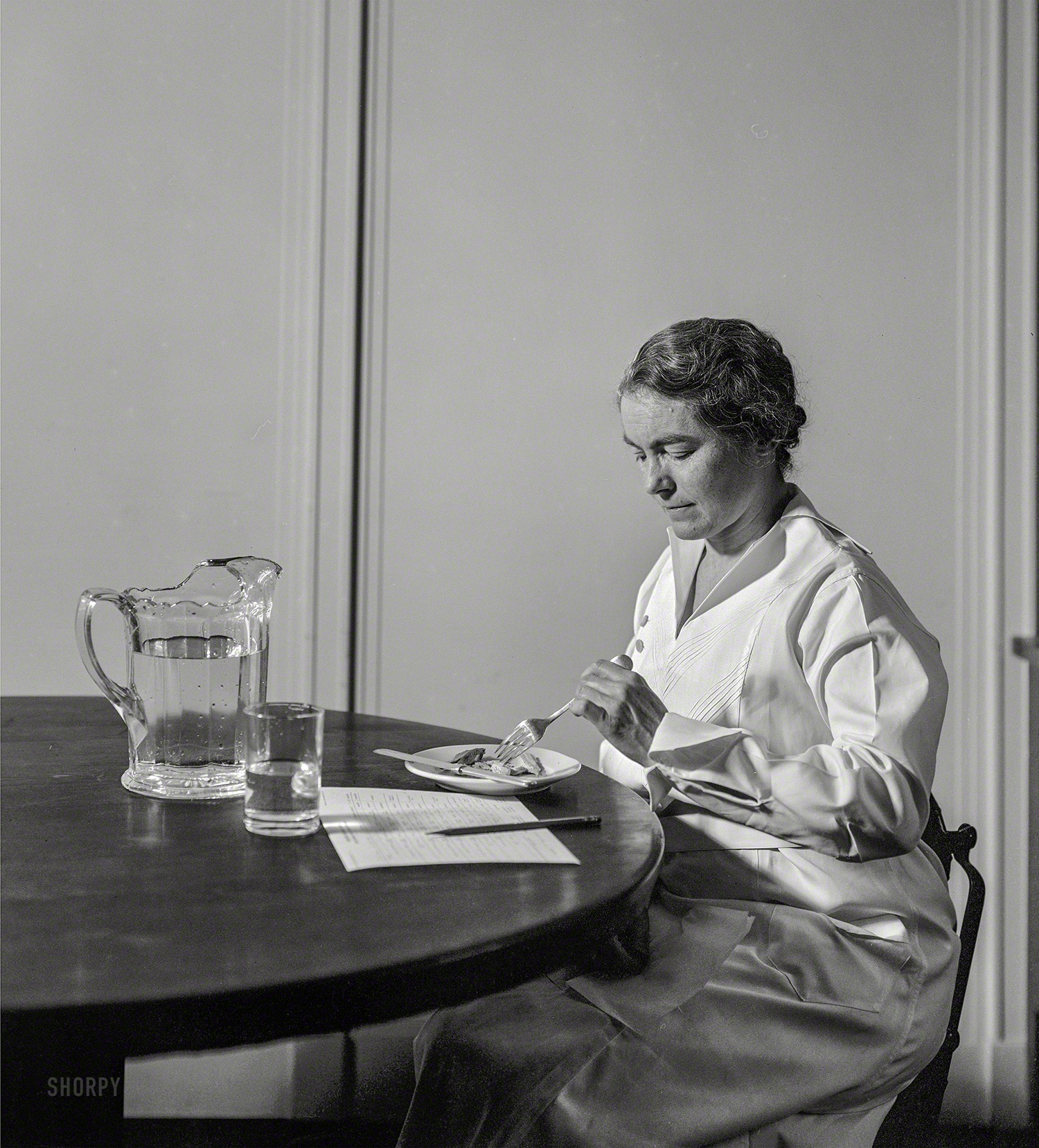Washington, D.C., circa 1935. "Miss Lucy Alexander, food tester, Department of Agriculture." Something of a Shorpy celebrity, last seen here and here. 8x10 inch acetate negative by Theodor Horydczak. View full size.