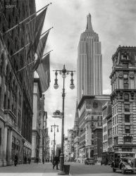 July 4, 1933. "New York City. Empire State Building from 41st Street and Fifth Avenue." 4x5 nitrate negative by Theodor Horydczak.  View full size.