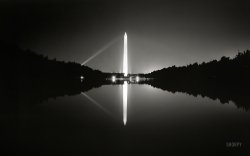 The nation's capital circa 1933. "View of Washington Monument at night in Reflecting Pool." 5x7 nitrate negative by Theodor Horydczak.  View full size.