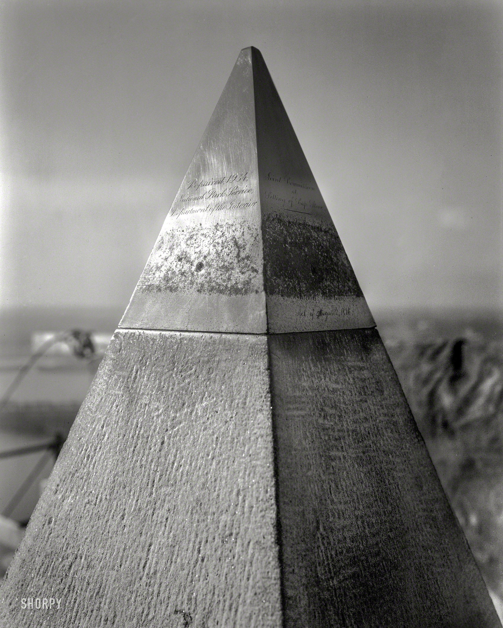Washington, D.C., circa 1934. "Washington Monument. Capstone without lightning rods." 8x10 nitrate negative by Theodor Horydczak. View full size.