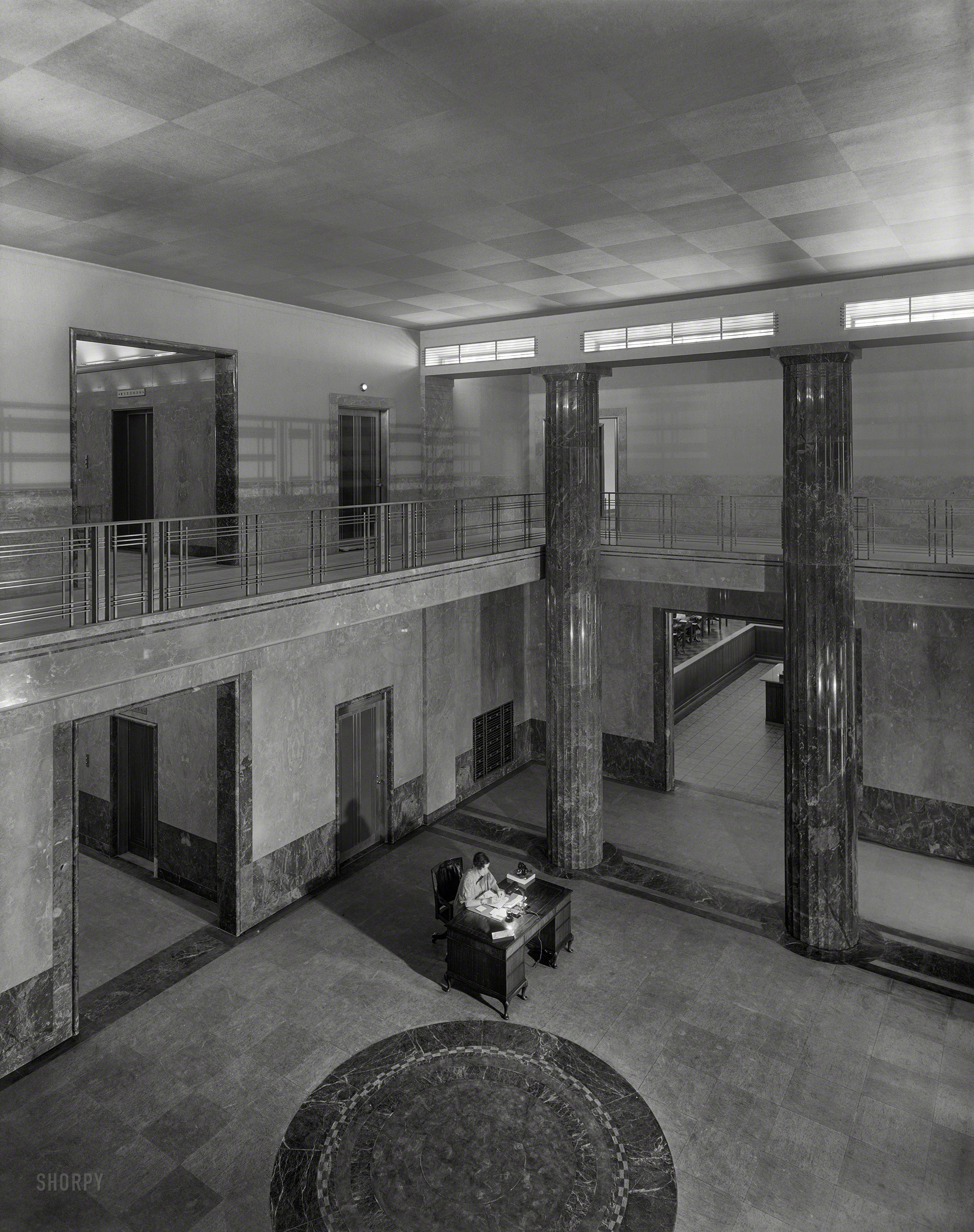 Washington, D.C., circa 1937. "Lobby, Acacia Mutual Life Insurance Co. building." 8x10 inch nitrate negative by Theodor Horydczak.  View full size.