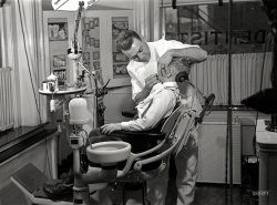 From circa 1950 in Anytown, USA, we present: "Dental office." Medium format negative, photographer unknown. The first in a series. View full size.
