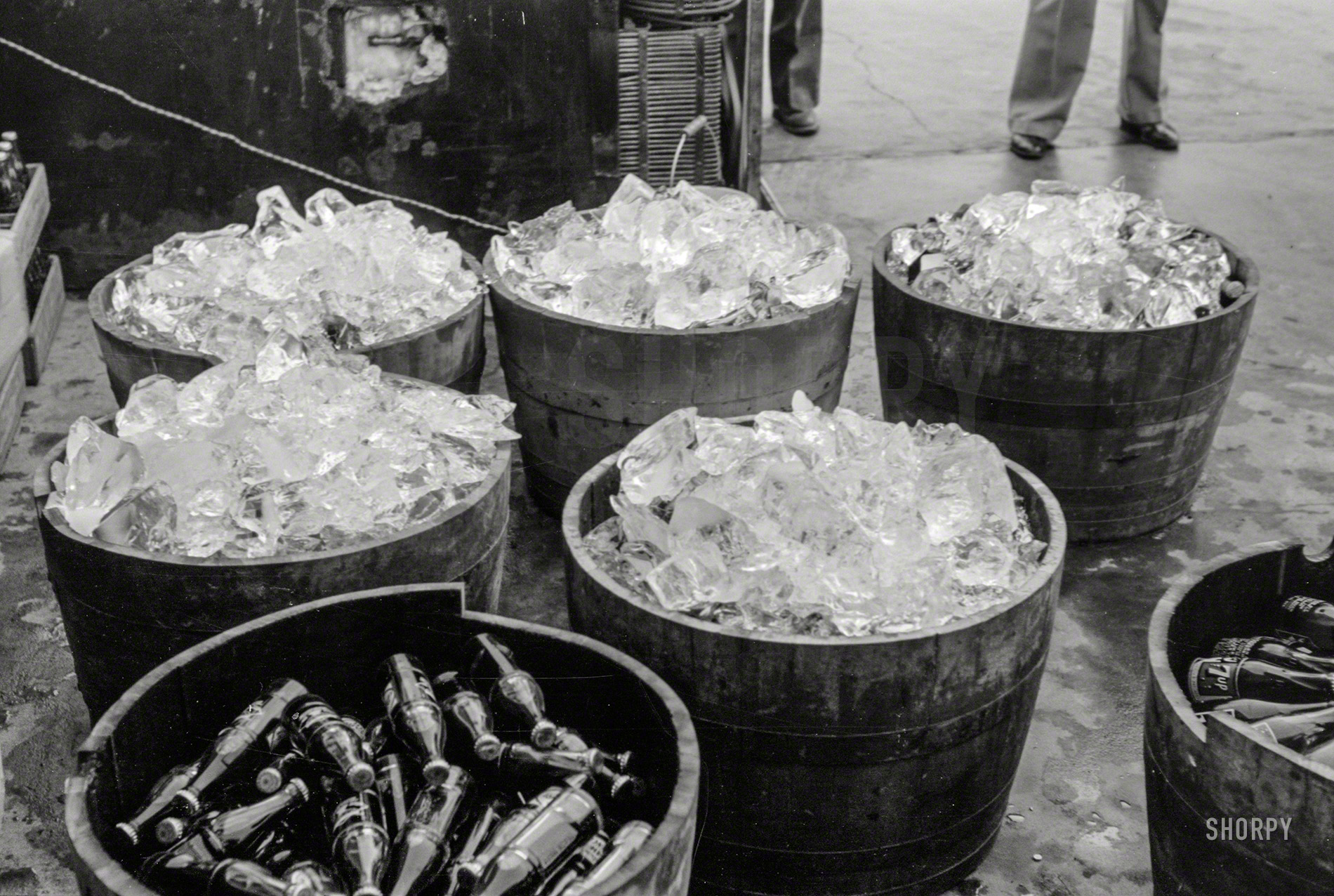 October 1938. "Ice at refreshment stand, state fair, Donaldsonville, Louisiana." 35mm negative by Russell Lee, Farm Security Administration. View full size.