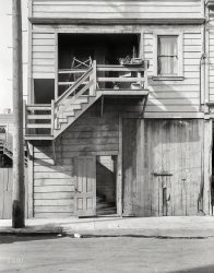 February 1936. "Mission District. San Francisco, California." Medium format negative by Dorothea Lange for the Resettlement Administration. View full size.
