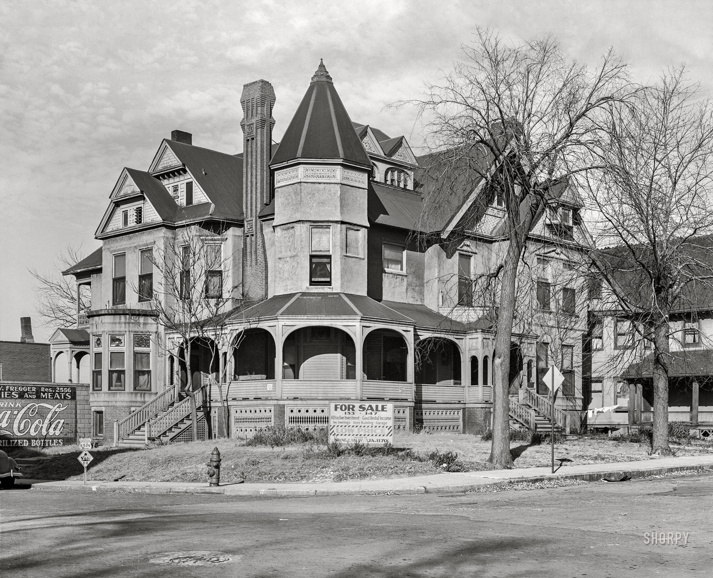 November 1938. "The old Paxton residence. Omaha, Nebraska." Medium format acetate negative by John Vachon for the Farm Security Administration. View full size.