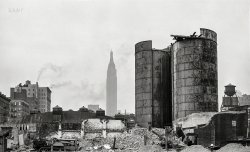 December 1941. "Construction work on lower part of the East River Drive. New York City." Medium format negative by Arthur Rothstein. View full size.