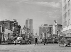 January 1942. "Fort Worth, Texas. View of Main Street and Tarrant County Courthouse." Last glimpsed here. Photo by Arthur Rothstein for the Office of War Information.  View full size.