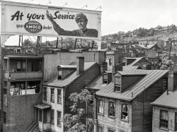 July 1938. "Houses along Monongahela River and Boulevard of the Allies. Pittsburgh, Pennsylvania." Photo by Arthur Rothstein. View full size.