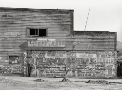 June 1939. "Old livery stable in Virginia City, Montana." Medium format negative by Arthur Rothstein for the Farm Security Administration. View full size.