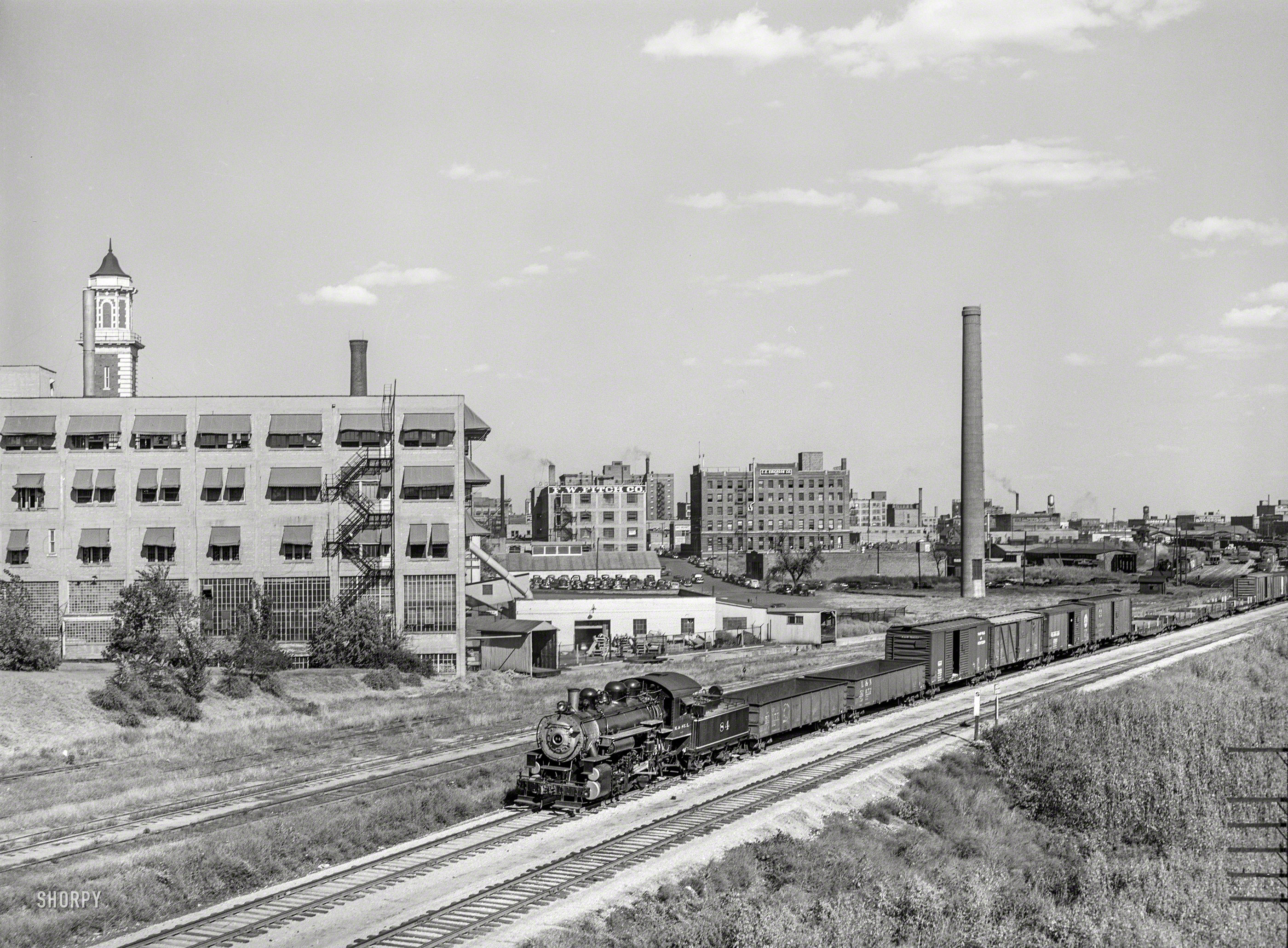 September 1939. "Factory buildings in Des Moines, Iowa." Photo by Arthur Rothstein for the Farm Security Administration. View full size.