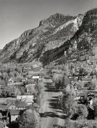 October 1939. "Ouray, Colorado, center of a gold mining region and developing tourist center." Nowadays a sort of alt-Aspen without the skiing. Photo by Arthur Rothstein for the Farm Security Administration. View full size.