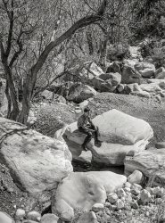 ... were made for hikin'. "March 1940. Pine Creek Canyon. Clark County, Nevada." Photo by Arthur Rothstein for the Farm Security Administration. View full size.