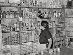 March 1939. "Small Mexican grocery store. San Antonio, Texas." Medium format acetate negative by Russell Lee for the Farm Security Administration. View full size.