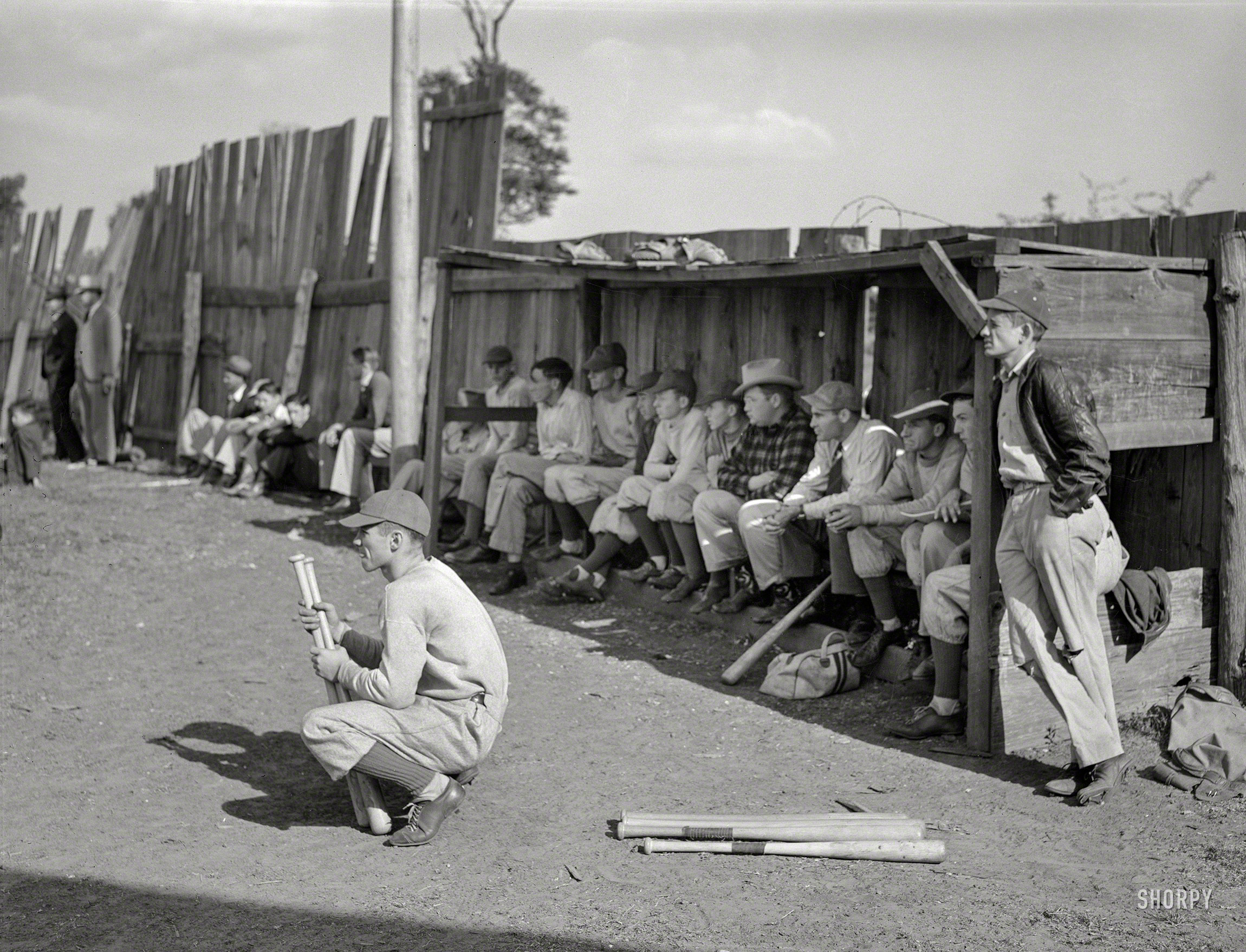 April 1939. "Baseball game in San Augustine, Texas." Medium format negative by Russell Lee for the Farm Security Administration. View full size.