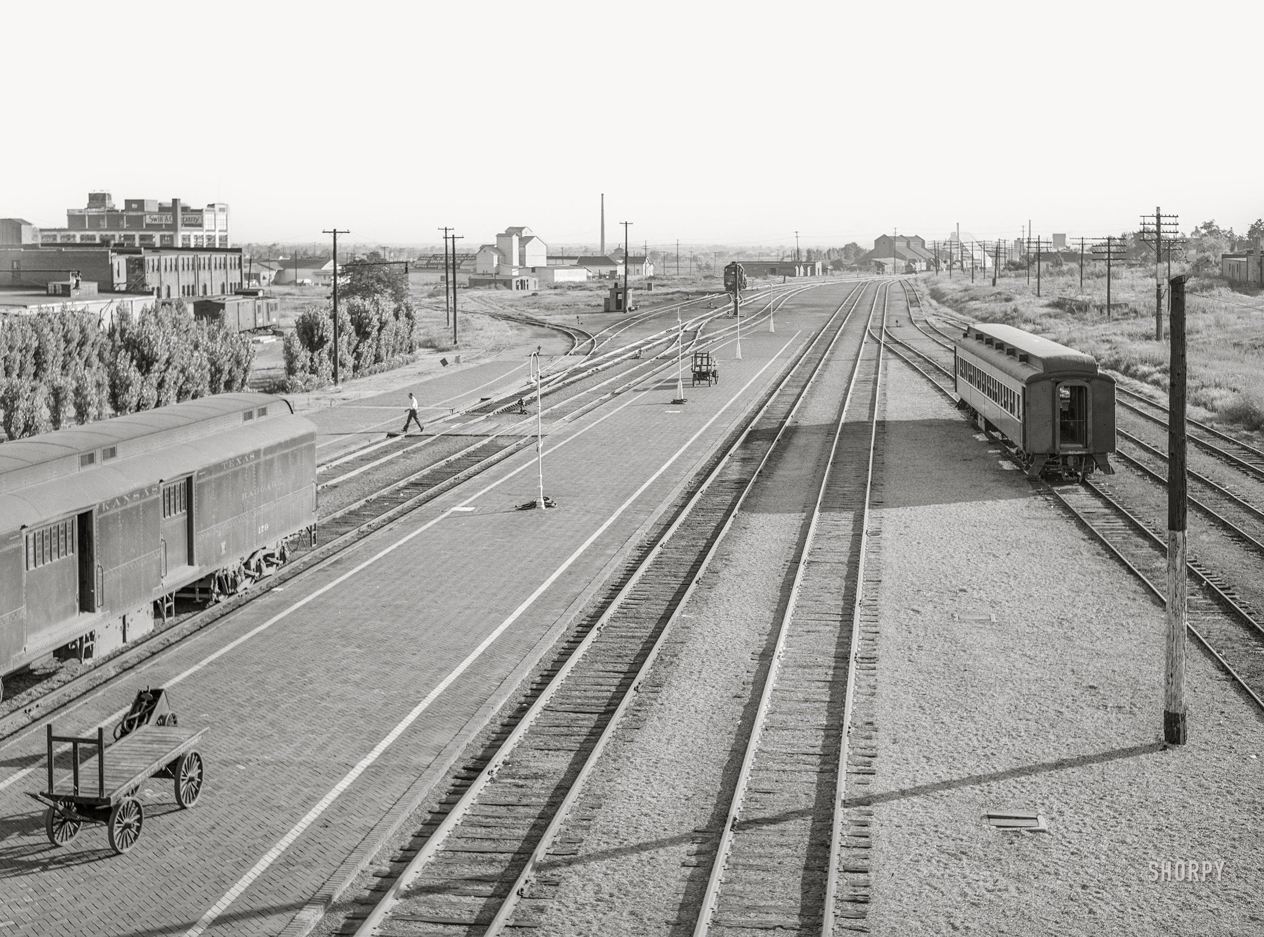 July 1939. "Railroad yards. Muskogee, Oklahoma." Medium format acetate negative by Russell Lee for the Farm Security Administration. View full size.