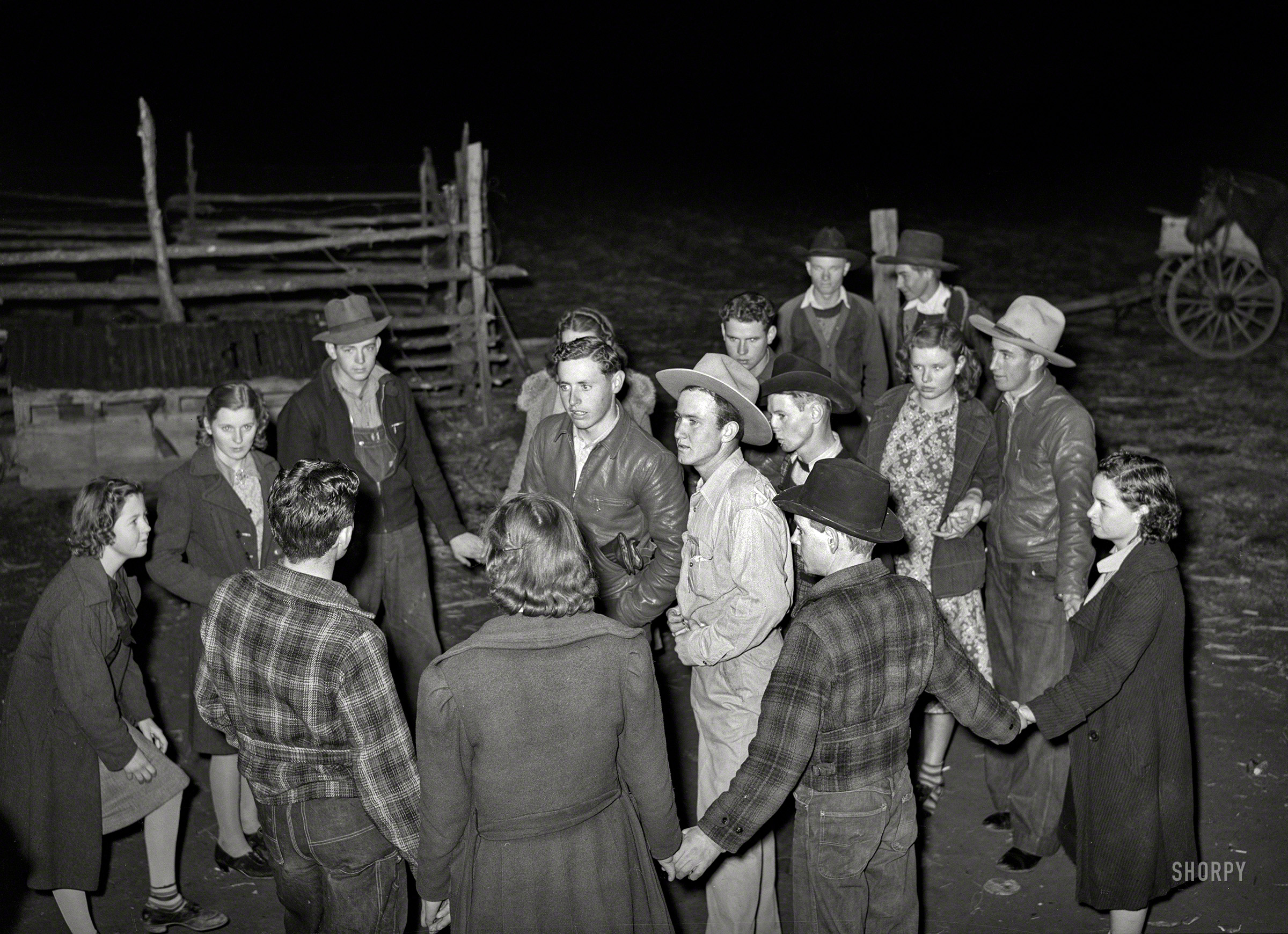 February 1940. "Boys and girls deciding what game to play next at 'play party' in McIntosh County, Oklahoma." Photo by Russell Lee. View full size.