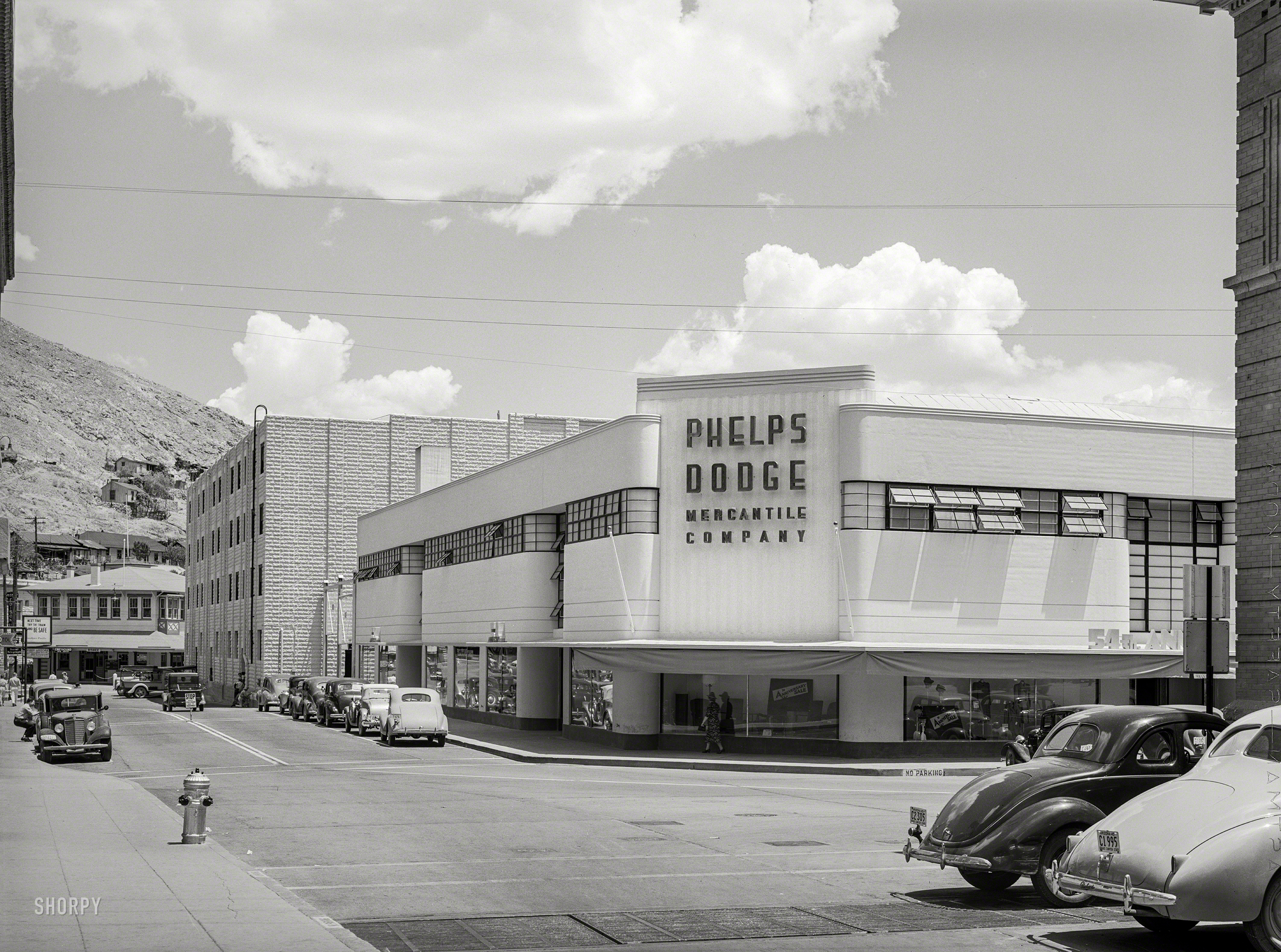 Spring 1940. "Store in Bisbee, Arizona. Phelps-Dodge practically owns this town: the copper mines, the principal mercantile company, the hospital and the hotel." Photo by Russell Lee for the Farm Security Administration. View full size.