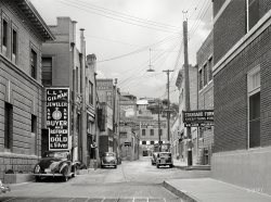 May 1940. "Side street [Subway Street] of Bisbee, Arizona. Copper mining center." Photo by Russell Lee for the Farm Security Administration. View full size.