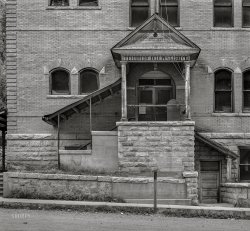 September 1940. "Former miners' hospital, now the post office at Telluride, Colorado." Acetate negative by Russell Lee for the Farm Security Administration. View full size.