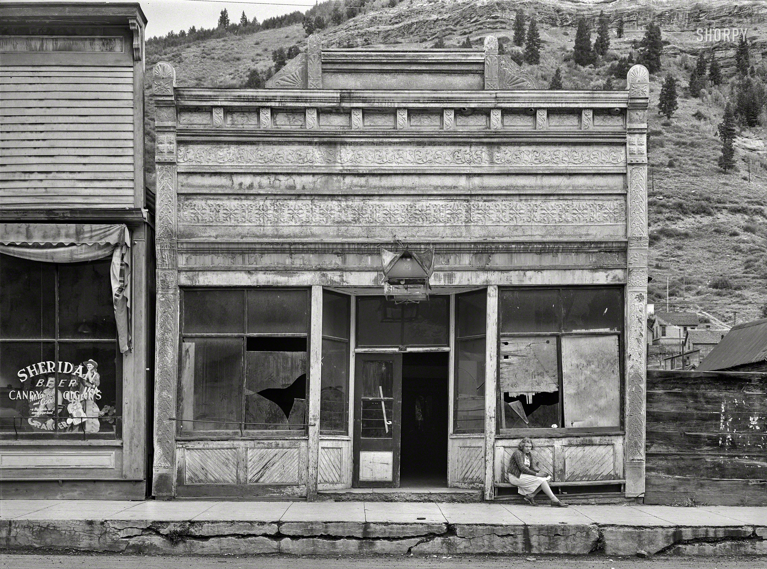 September 1940. "Dilapidated buildings at Telluride, Colorado." Medium format negative by Russell Lee for the Farm Security Administration. View full size.